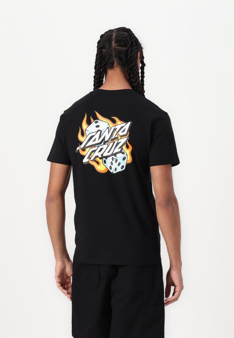 Santa Cruz - FLAMING DICE DOT CHEST UNISEX - Print T-shirt - black, Enlarge