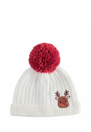Next, EMBROIDERED KNITTED CHRISTMAS REINDEER POM BABY HAT UNISEX - Čiapka - white
