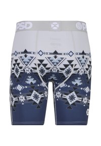 Boxer briefs PSD con un motivo geometrico in tonalità di blu e grigio. Presentano una morbida cintura elastica e una vestibilità aderente.