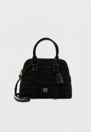 Pinko BOWLING BAG MEDIUM COCCO NABUCCATO - Bandolera - nero/antique gold-coloured