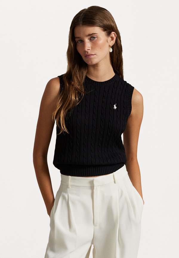 CABLE KNIT COTTON SWEATER VEST - Top