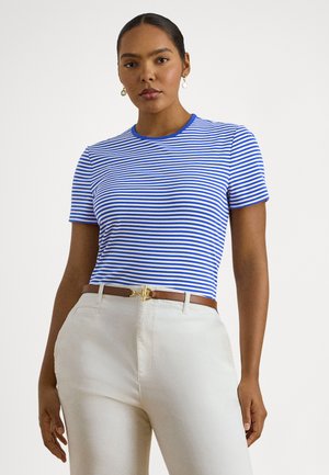 STRIPED STRETCH COTTON CREWNECK TEE - Triko s potiskem - cruise royal/white