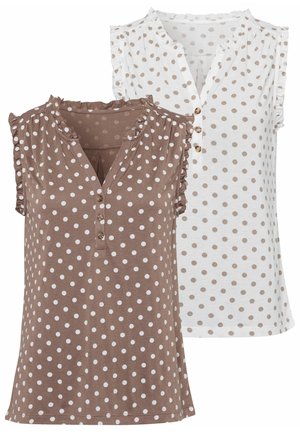 2 PACK - Bluse - weiß-gepunktet+taupe-gepunktet