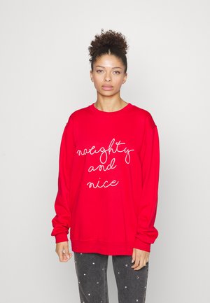 RED NAUGHTY AND NICE CHRISTMAS SLOGAN - Sweater - red