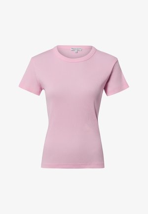 Light pink short-sleeve ribbed cotton T-shirt with round neckline, size small, labeled "Marie Lund Copenhagen."