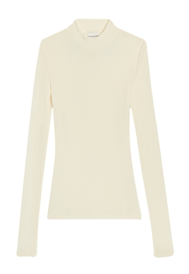 Crème lange mouwen coltrui van zacht materiaal, met een getailleerd ontwerp en een gladde textuur voor comfortabel dragen.