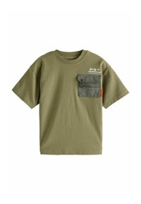Next SHORT SLEEVE UTILITY  - Nyomott mintás póló - khaki green