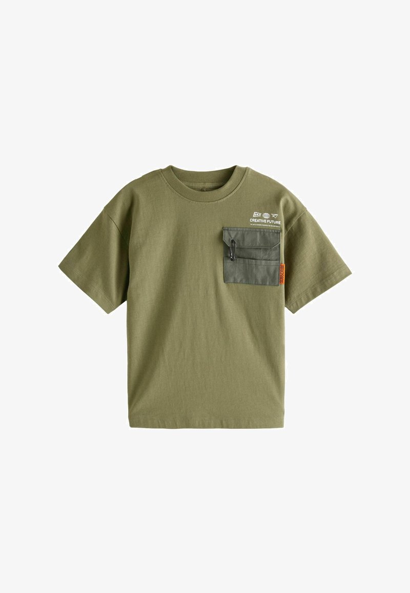 Next SHORT SLEEVE UTILITY - Nyomott mintás póló - khaki green