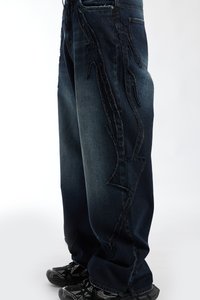 FAVELA PATCH - Loose fit teksad - dark blue washed