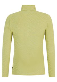 Limoengroen coltrui met lange mouwen, voorzien van een reliëf golfstreeptextuur, nauwsluitende pasvorm en zonder zichtbare sluitingen of versieringen.