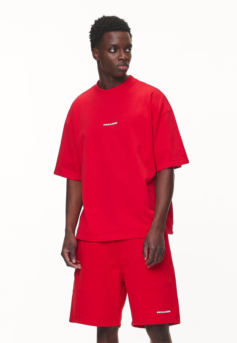 Pegador LOGO BOXY TEE - Basic póló - washed red/white gum