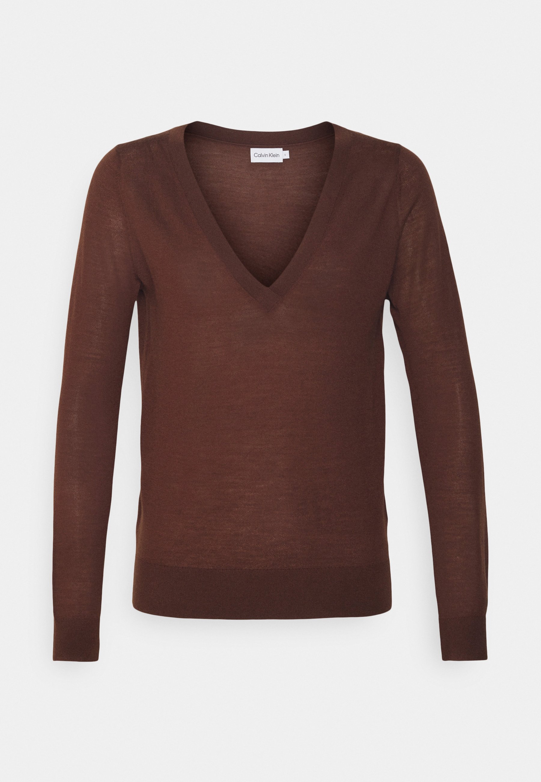 Calvin Klein Fine Wool Knit Jumper with V-Neck