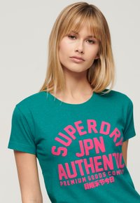 Superdry & Co PUFF - Print T-shirt - ocean green marl