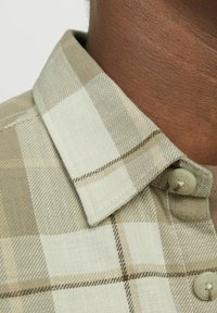 Geruite shirt van zachte stof, met een beige-groene kleurstelling en witte en bruine accenten, met knoopsluiting en een gestructureerde weving.