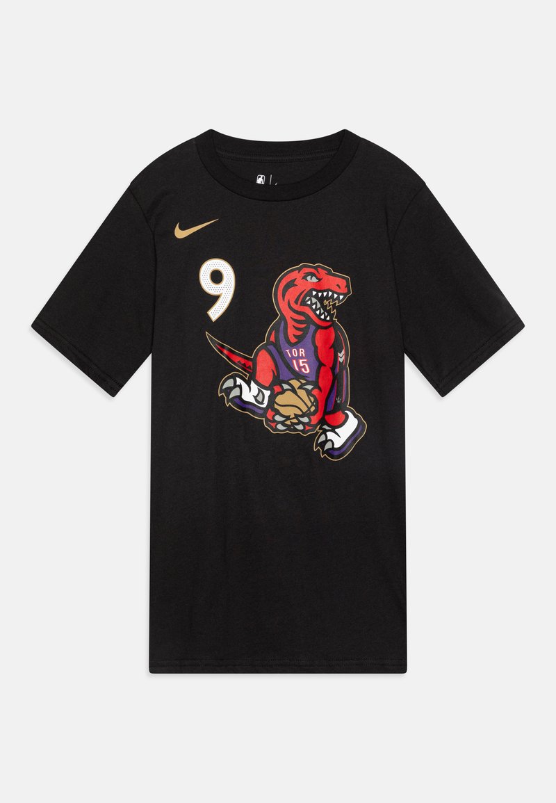 Fekete pamut póló, színes dinoszaurusz grafikával, 9-es számmal és sportos stílusban elhelyezett "TOR 15" felirattal. Rövid ujjú, kerek nyakú.