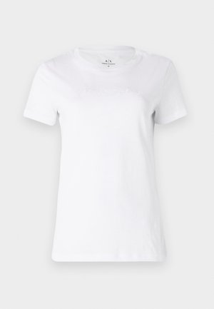 T-shirt bianco in cotone con maniche corte e scollo rotondo. Presenta un logo ricamato discreto sul fronte.