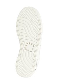 Semelle de chaussure blanche avec motifs de rainures en zigzag et en vague et un logo rectangulaire portant l'inscription "Replay 1981" au centre.