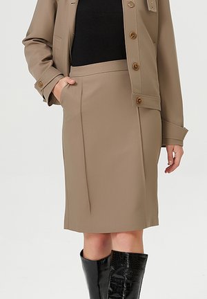 DROITE À SURPIQUÉS - Jupe crayon - taupe