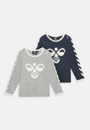 Hummel FLIPPER UNISEX 2PACK - Langærmet T-shirt - grey melange/blue nights