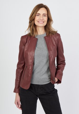 MIT KURZEM REISSVERSCHLUSS LIDA - Lederjacke - bordeaux