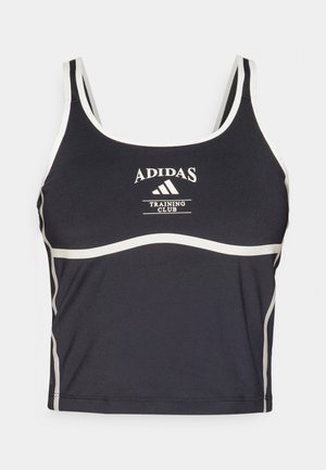 Must have mustern, mustern mustern valge aktsentidega. Omab ümarat kaelust ja paksu rihma, millel on "ADIDAS TRAINING CLUB" logo.