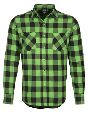 CHECKED - Košeľa - black/lime green