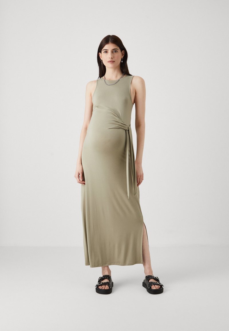 ONLY MATERNITY OLMKIALA KNOT DRESS - Maxi dress - silver sage/silver-coloured  - Zalando.ie