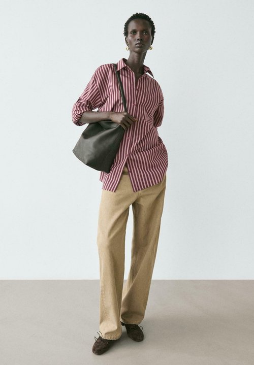 Chemise Sans Manches Femme Massimo Dutti - Taille 42 - Rayures Rouges Sur Fond Jean - Occasion Très Bon état