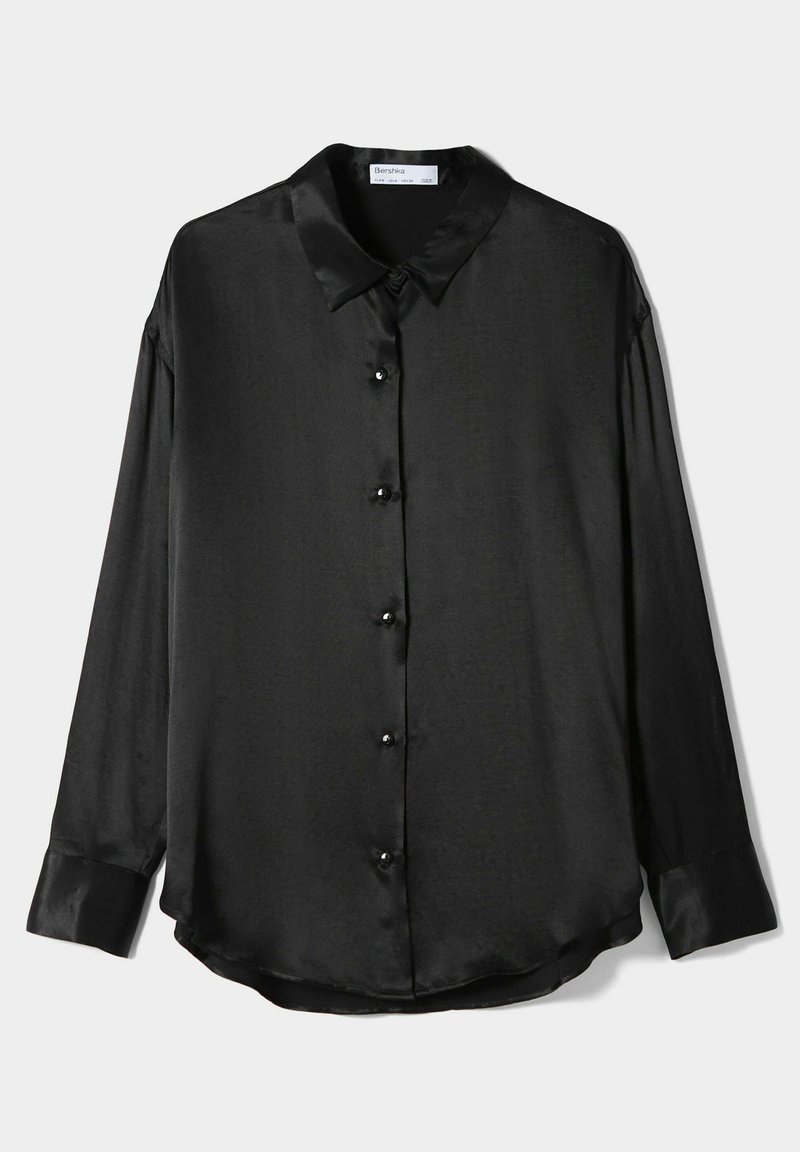Bershka Overhemdblouse zwart Bershka Overhemdblouse zwart