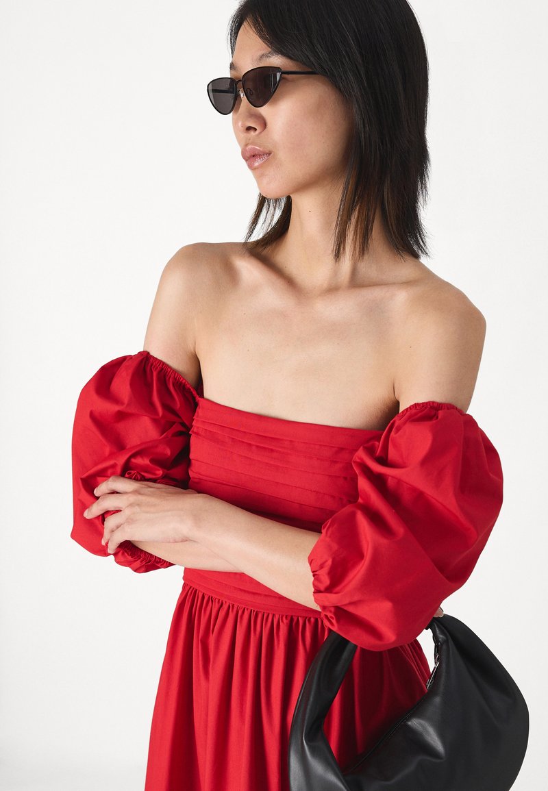 abercrombie red emerson dress Buy Abercrombie & Fitch Red Emerson Puff Sleeve Midi Dress from Next Indonesia