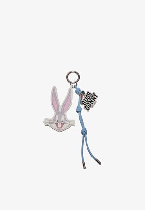 Keychain featuring Bugs Bunny's smiling face, a blue braided strap with knots, and a tag with "Bugs Bunny Est. 1940" text and a carrot.