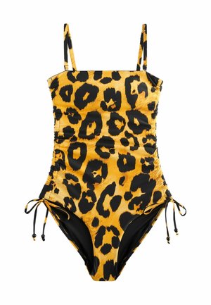 Myleene Klass RUCHED BANDEAU TUMMY SHAPING CONTROL - Badeanzug - yellow leopard