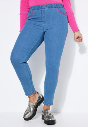 JULE BEMALTE KANTEN - Jeggings - blue stone