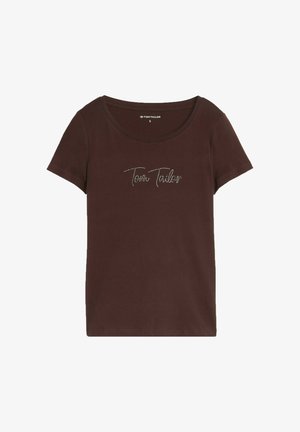 TOM TAILOR, T-SHIRT WITH LOGO PRINT - T-shirt con stampa - java dark brown