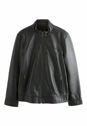 REGULAR FIT - SIGNATURE FUNNEL NECK - Lederjacke - black