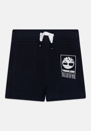 Shorts en coton bleu marine avec taille élastique et cordon de serrage blanc ; Dotés d'un patch logo Timberland sur le devant et de poches latérales.