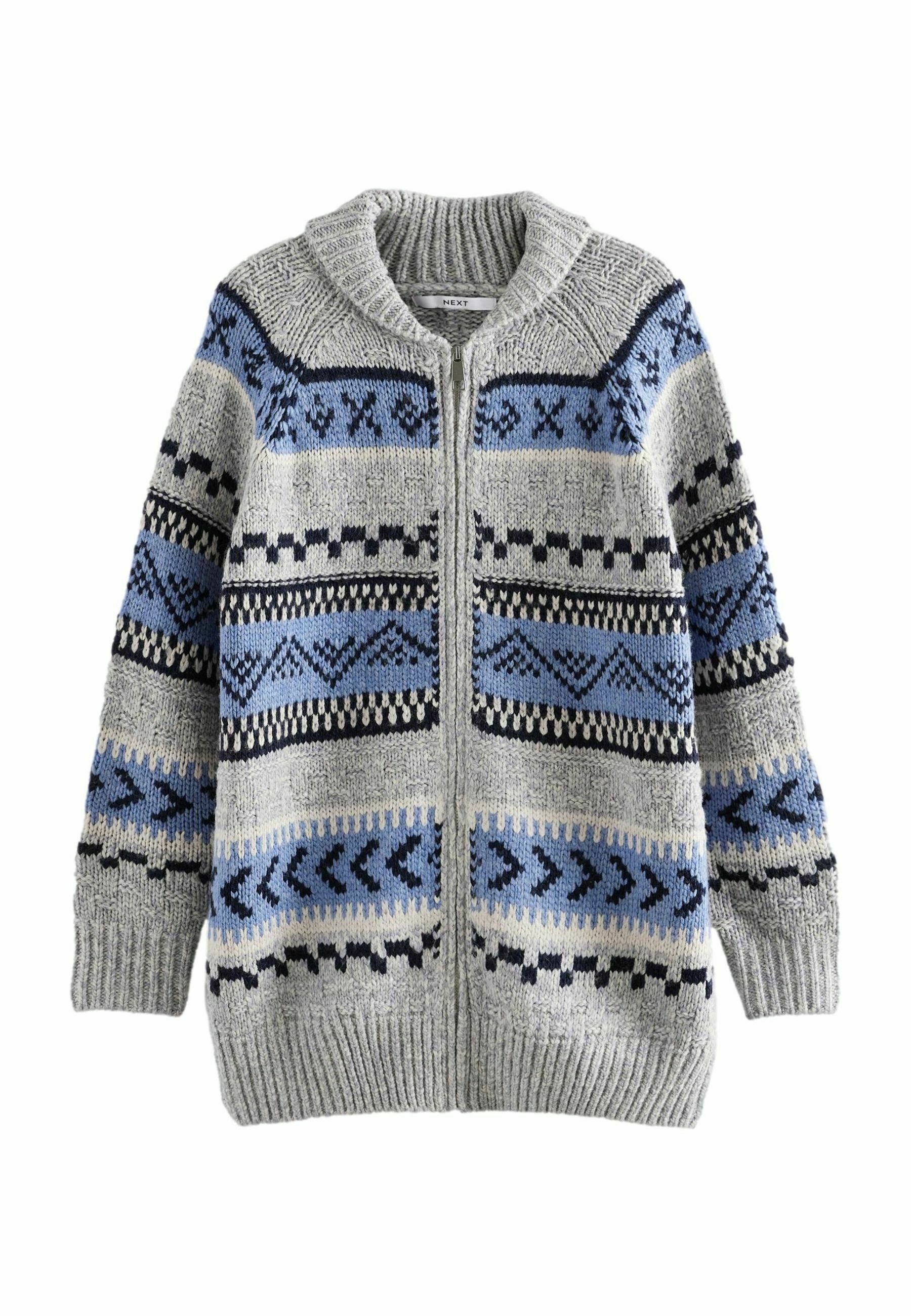 Next FAIRISLE PATTERN STRIPE ZIP THROUGH LONGLINE REGULAR