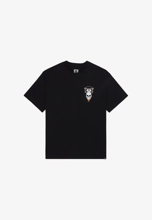 Black cotton t-shirt featuring a skull graphic with a crown on the chest, short sleeves, and a relaxed fit. DC logo at the bottom.