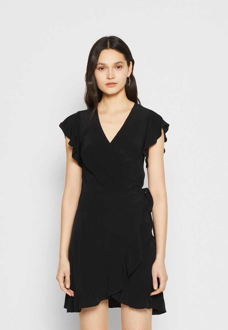 VILA VIFINI WRAP SHORT DRESS - Day dress - black - Zalando.ie