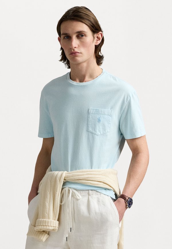 CUSTOM SLIM MINERAL-DYED POCKET T-SHIRT - Basic T-shirt - sky