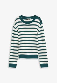 Valgt, white green knit stripe