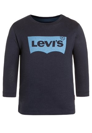 Mørkeblå langærmet skjorte med lyseblåt Levi's-logo på brystet, med rund halsudskæring og lige kant.