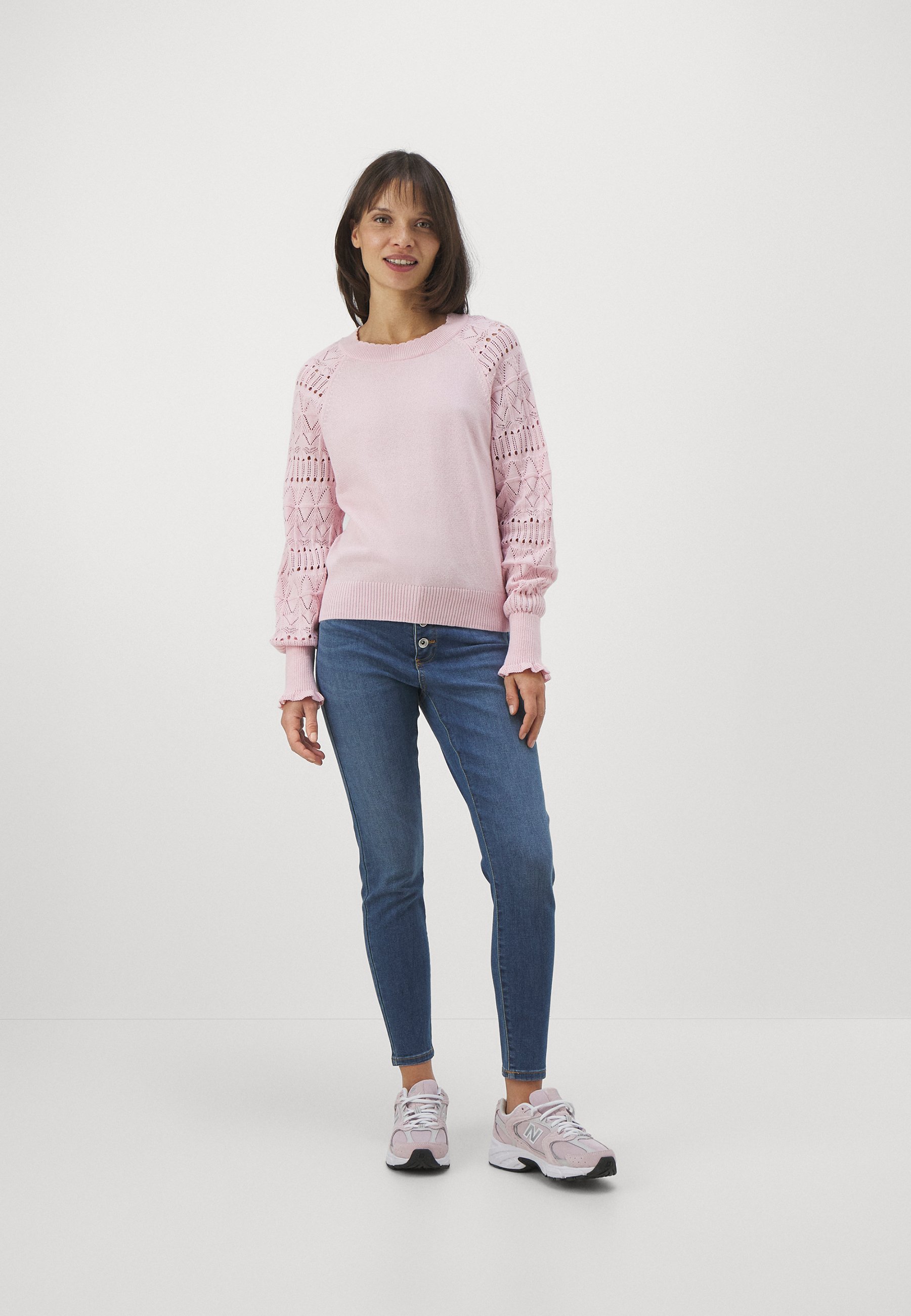 ONLY Onlmiriam Pirouette Life Ls O-Neck Knit | Grey Matter