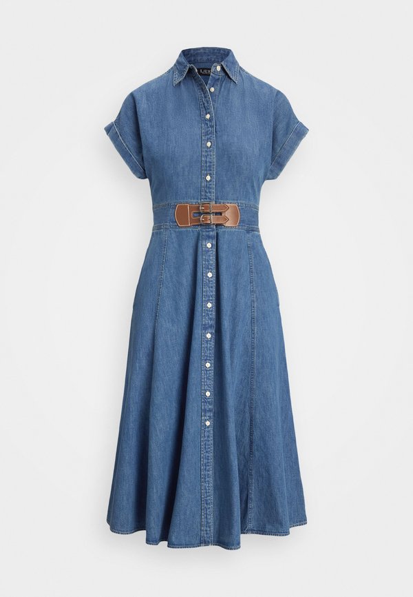 ERLAINA BUCKLE TRIM DENIM SHIRTDRESS - Shirt dress - opal wash4