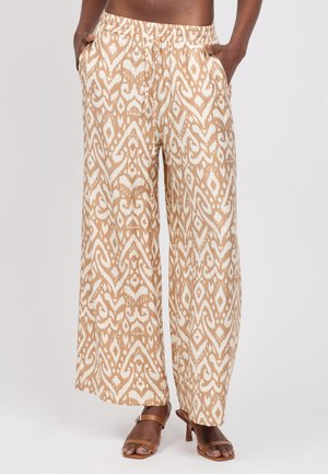 Stoffhose - brown white