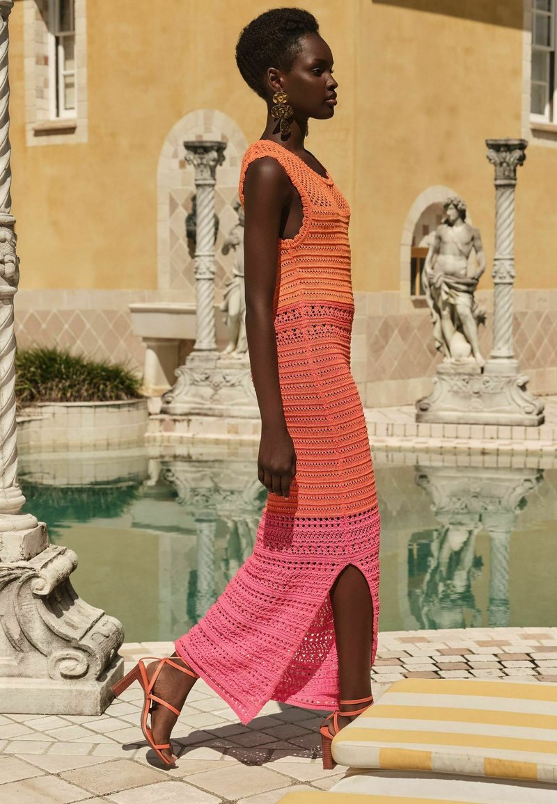 open lace back dress She's The Prize Satin Strapless Mini Bow Dress Pink/Orange
