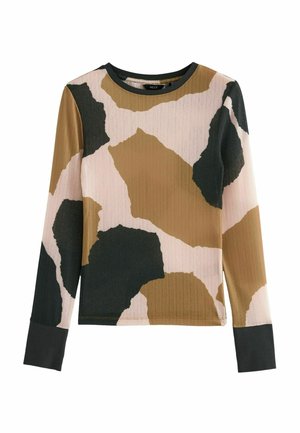 REGULAR FIT - Top s dlhým rukávom - black brown cow print
