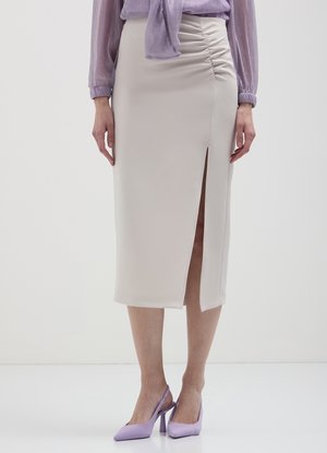 Calliope MIDI CON ARRICCIO  - Jupe crayon - beige