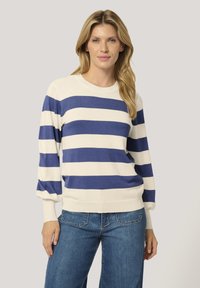Kaffe Džemper - turtle dove   blue bold stripe