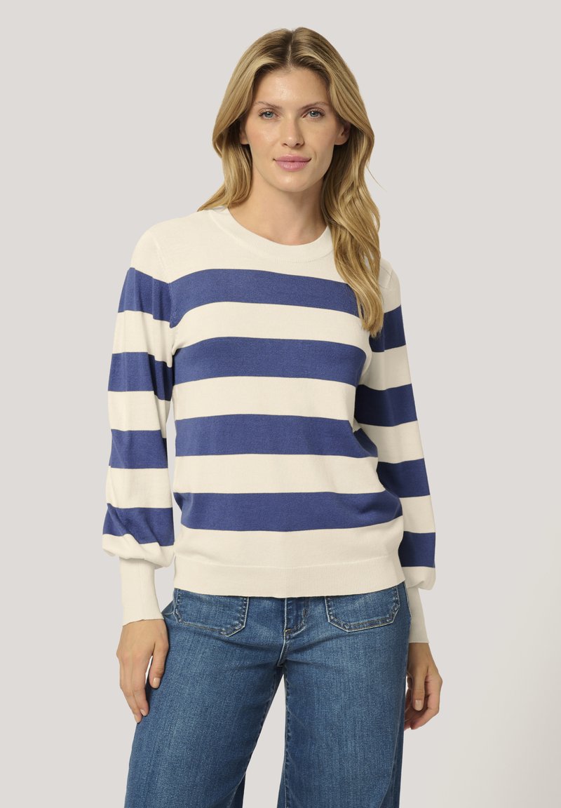 Kaffe Džemper - turtle dove   blue bold stripe